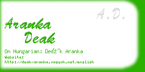 aranka deak business card